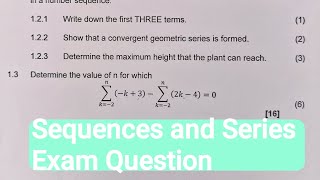 SEQUENCES AND SERIES TEST/EXAM QUESTIONS AND SOLUTIONS EXPLAINED 