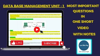 Data base management system unit 1 quick revision| DBMS Last Minute Notes| University Exam