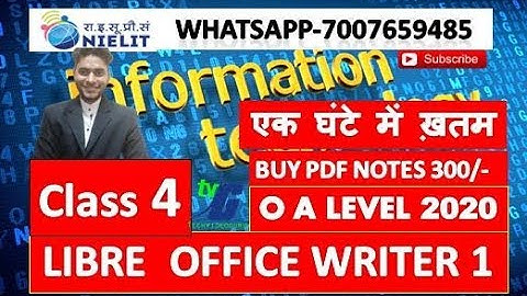 Libreoffice O level Class 1 M1-R5 july 2020 एक घंटे में ख़तम full course writer word CLASS5