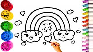 Kids Rainbow ⛅Clouds🌈 Coloring | Sketch Colouring Fun | Learn Colors | Easy Rainbow 🌈 Drawing #112