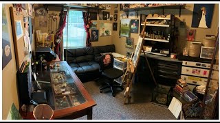 Art Studio Tour + Cleaning and Organizing / Home Art Room / time-lapse / clean with me