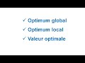 Optimisation  optimum global optimum local et valeur optimale