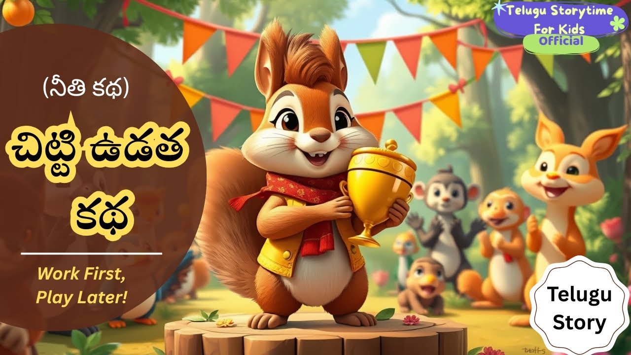 చిట్టి ఉడత కథ – పని ముందు, ఆట తర్వాత! | Chitti the Squirrel – Work First, Play Later! | Moral Story