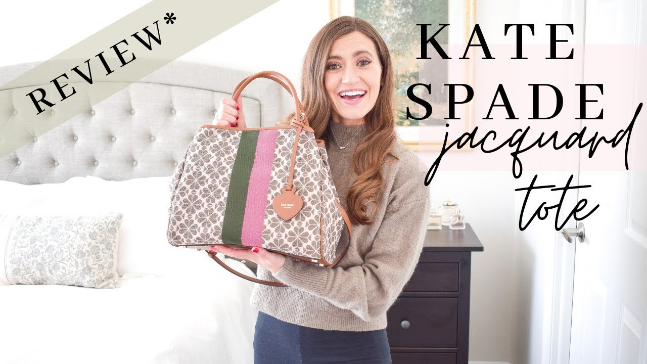 KATE SPADE FLOWER JACQUARD STRIPE TOTE HANDBAG WITH WALLET