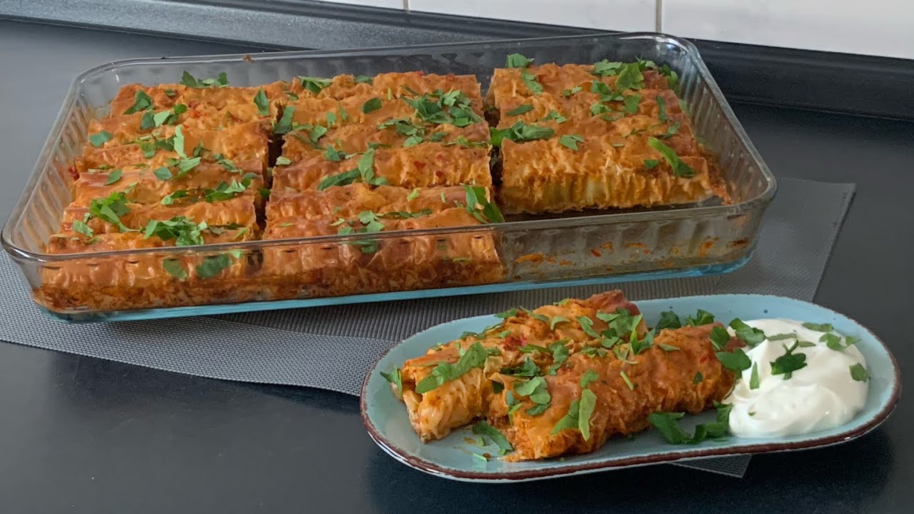 Yufka mit Hackfleisch/ herzhafte Baklava/ Filo Teig mit Fleisch / börek ...