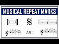 How to apply musical repeat marks fine dc al fine ds al segno repeat sign etc