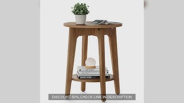 VASAGLE Side Table, Small Round End Table with Lower Shelf, Nightstand for Small Spaces, Living Room