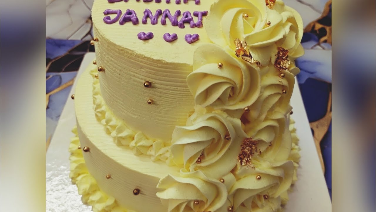 দুই তলা ভ্যানিলা কেক ডেকোরেশন।2 tiar vanila cake decoration.............