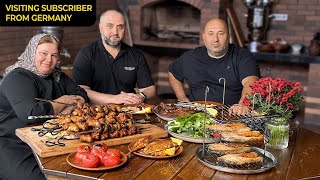 картинка: Гость из Германии! Курица, телятина и лосось на огне!