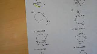Extra Practice Examples over Angle-Arc Relationships
