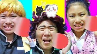 【寸劇】全員虫歯!?夜中にこっそりお菓子を食べちゃダメ! 食べたら歯を磨こう 教育 みこちゃん鬼滅の刃なりきりごっこ遊び ブラチャレ#017