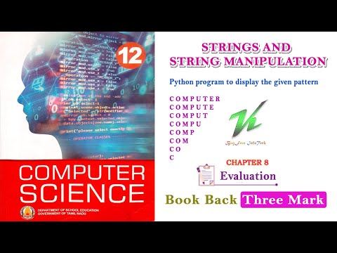 Chapter 8 | Book Back Three Mark Question | String Pattern | STRINGS AND STRING MANIPULATION