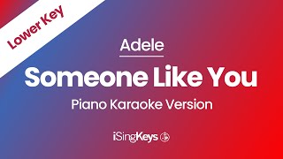 Someone Like You - Adele - Piano Karaoke Instrumental - Lower Key