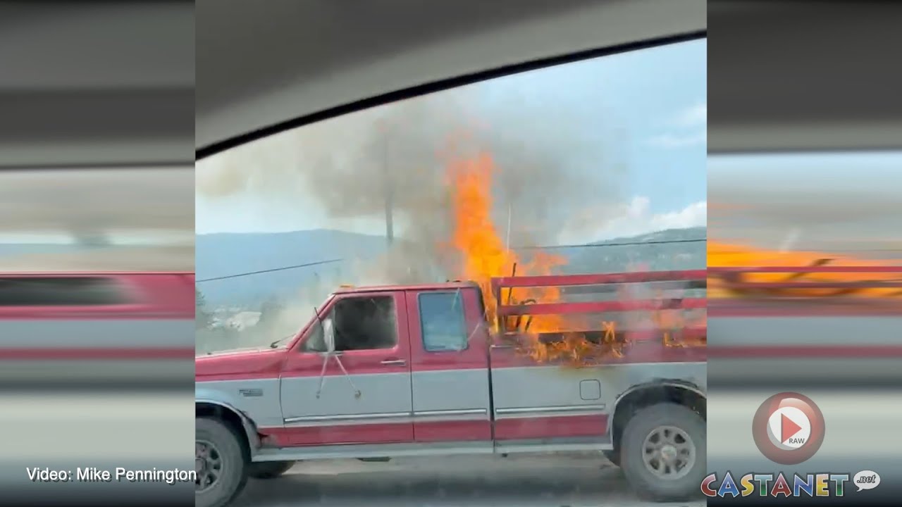 Truck fire along Highway - YouTube
