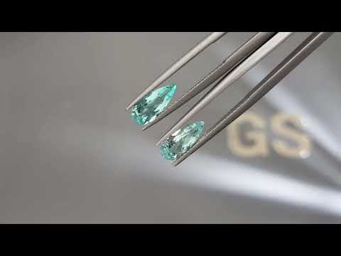 Pair of pear-cut Paraiba tourmalines 1.97 carats, Mozambique Video  № 2