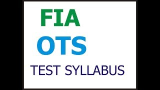 Ots Fia Constable Test Syllabus