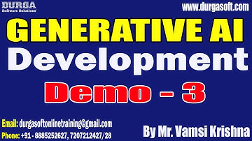 GENERATIVE AI DEVELOPMENT tutorials || Demo - 3 || by Mr. Vamsi Krishna On 01-08-2025 @6:30PM (IST)