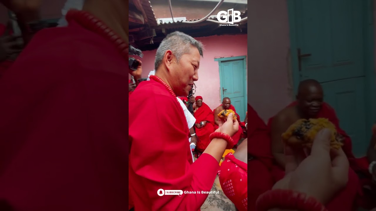 Chinese Man Eats Kpekple & Speaks Ga at Homowo Festival in Ga Mashie, Accra 🇬🇭 