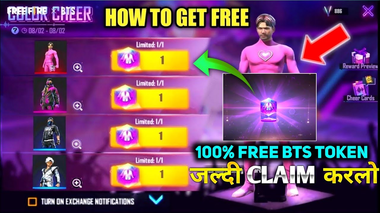 HOW TO GET FREE BTS CRYSTAL TOKEN IN FREE FIRE | FREE FIRE NEW EVENT | BTS EVENT FREE FIRE.