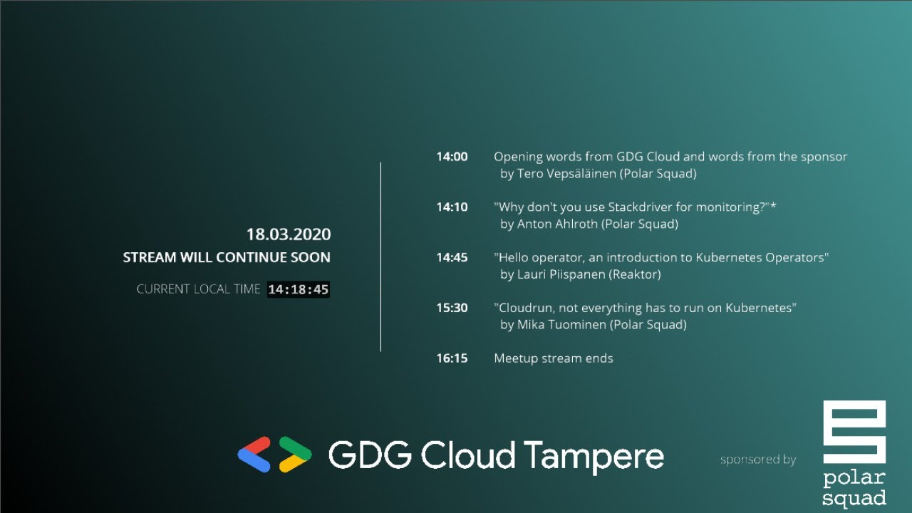 GDG Cloud Tampere - 18.03.2020 by Polar Squad