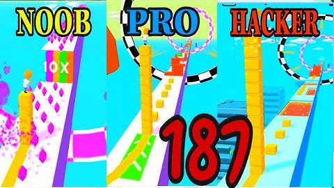 NOOB vs PRO vs HACKER in Cube Surfer ❤️ All Levels Gameplay, NEW Games iOS, Android