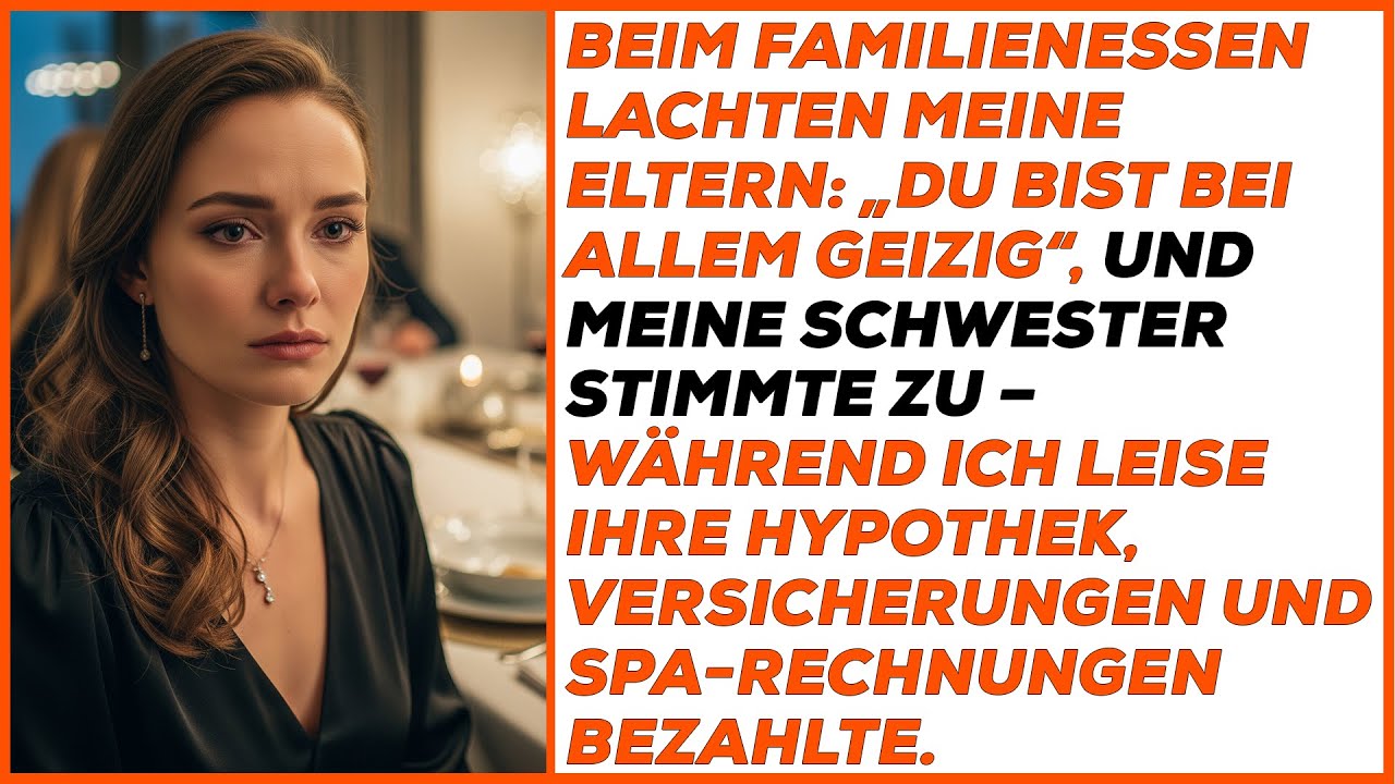 Beim Familienessen lachten meine Eltern: „Du bist bei allem geizig“, und meine Schwester stimmte zu.