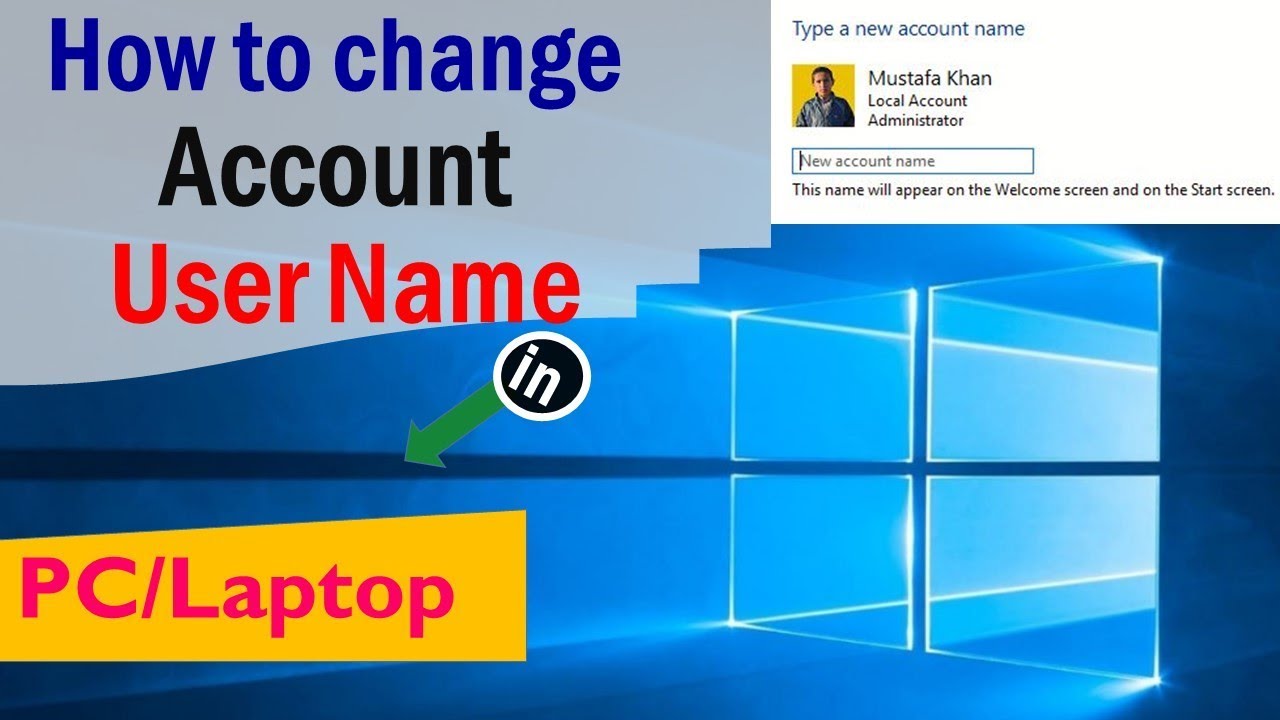 How To Change Account User Name In Pclaptop Youtube