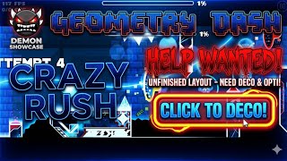 Crazy Rush Showcase | Geometry Dash Demon Layout (NEED DECORATORS) screenshot 3