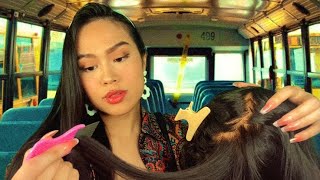 ASMR 70s Popular Girl Gives U Lice Check on School Bus| Scalp Check, Plucking,Scratching,Gum Chewing
