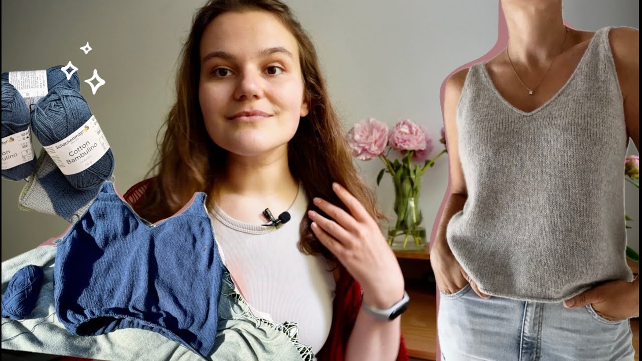 Вязаная майка из Cotton Bambulino по дизайну Caidree 