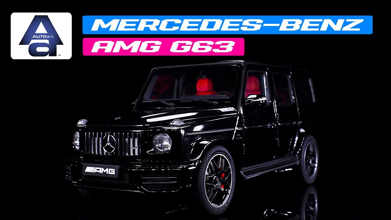 2019 Mercedes-Benz AMG G63 Black with Red Interior 1/18 Model Car by Autoart