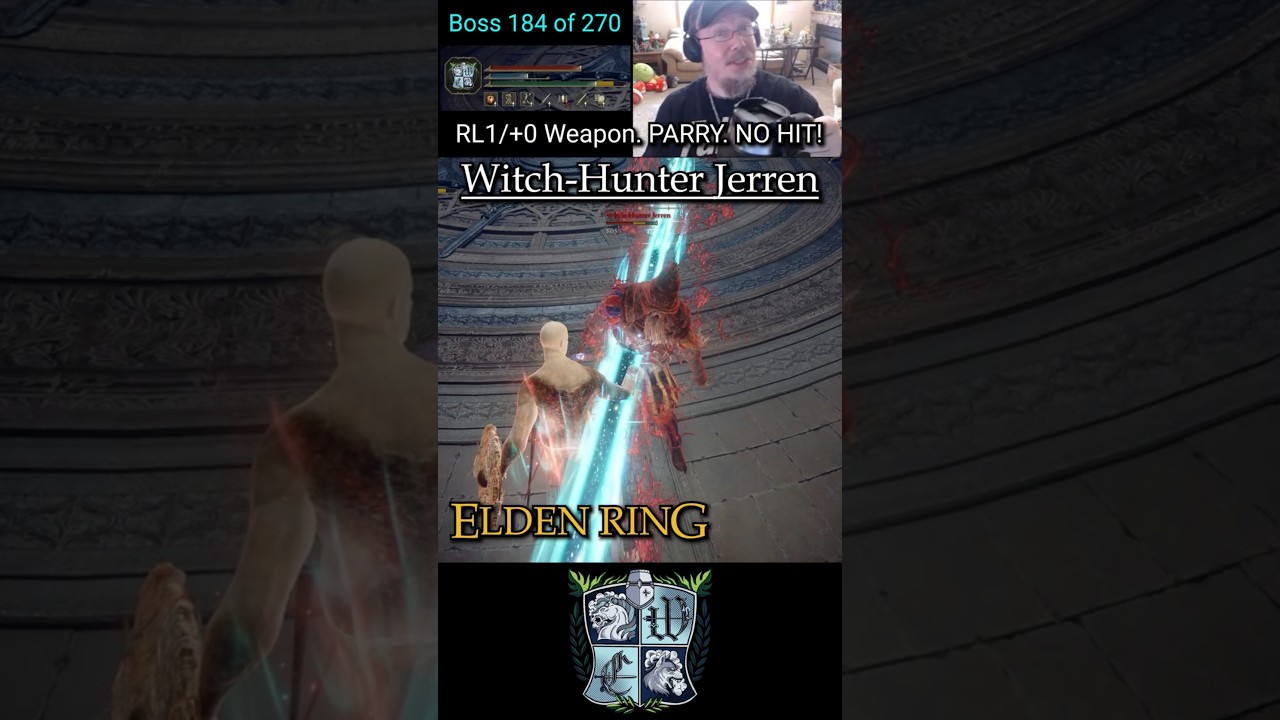 Охотник на ведьм Джеррен. Уровень руны 1, оружие +0. Парирование. Без попадания! 