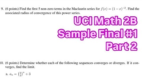 [UCI Math 2B] Sample Final 1 - Part 2