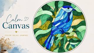 Deeply Relaxing Blue Green Bird ASMR Coloring Pure Marker Sounds Soft Music for Relaxation