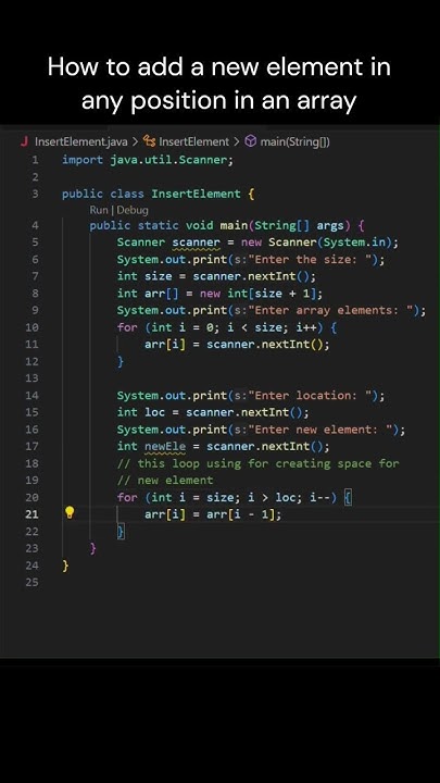 In java how to insert a new element in any position in an array #java # ...