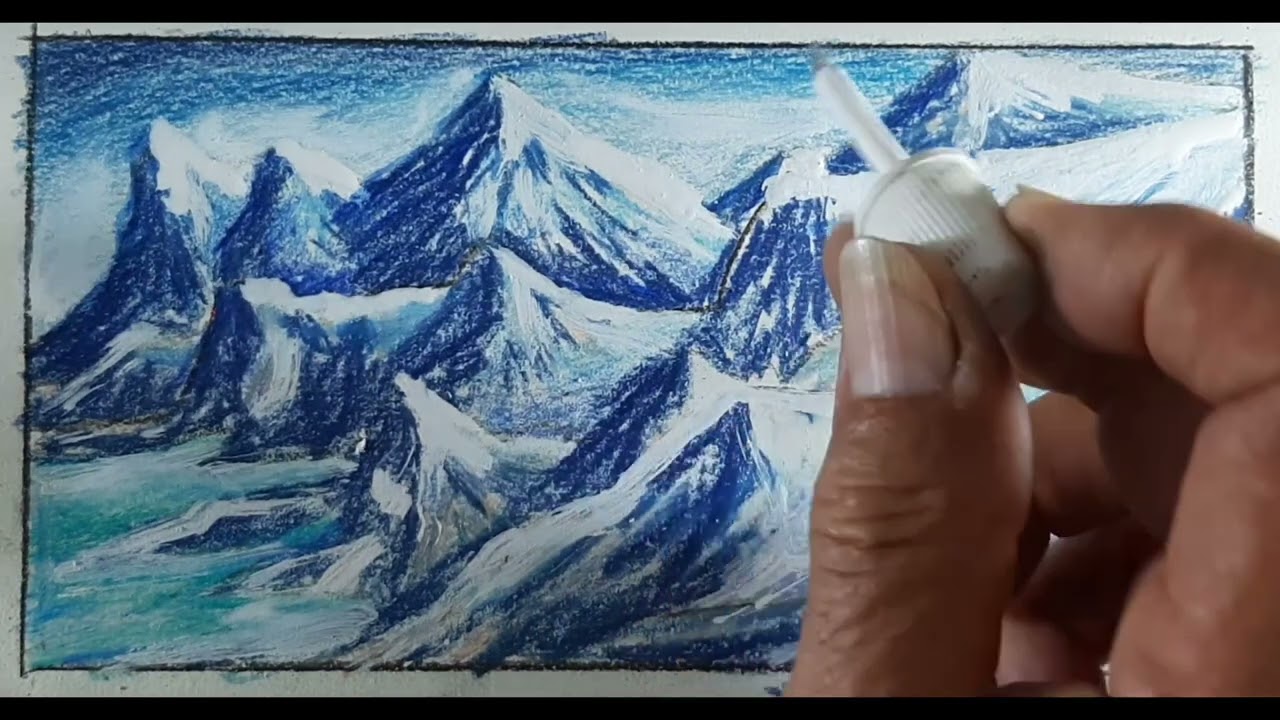 Como Desenhar E Pintar Montanhas Com Neve, Com  Lápis De Cor