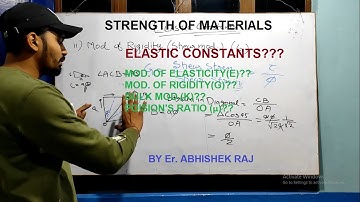 ELASTIC CONSTANT |E,G,K,μ |STRENGTH OF MATERIALS | MOS-10