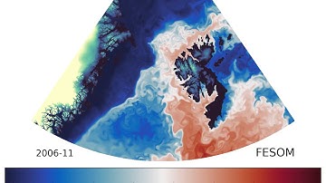 FESOM temperature in the Fram Strait at 100 m