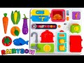 Learn food names with a toy kitchen playset for kids