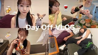 【OFF VLOG🍻】家飲みで食べ飲み倒し🍷🍶人間をやめる私のオフの日🦎