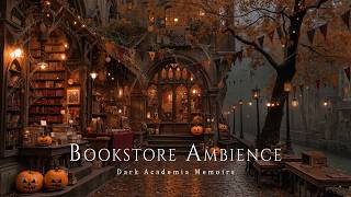 Pumpkin-Lit around the Halloween Bookstore Ambience at Smoggy Fall Night | Dark Academia Rain Music screenshot 5