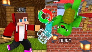 JJ and Mikey Upside Down World Challenge Swap - Maizen Minecraft Animation
