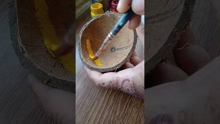 coconut shell penting #scenery #drawing #coconutshellrecycling #shorts #trending #video #vishPartist