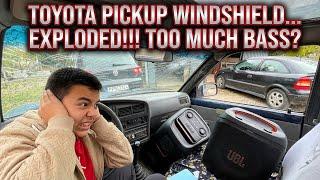JBL PARTYBOXES INSIDE TINY PICKUP TRUCK!!! *RIP WINDSHIELD*