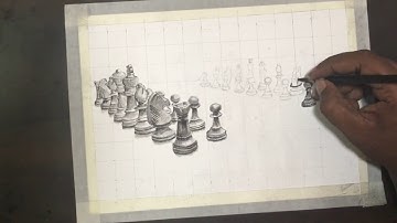 Chess board Perspective Pencil drawing  | Time-lapse | Charcoal | P V Hanumanthu art