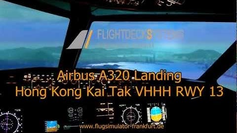 A320 Landing old Honk Kong Kai Tak VHHH RWY 13 day