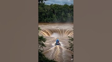 🚤 Extreme Slow Motion | Boat Stops at Giant Whirlpool 😱🌊 | #shorts #river #whirlpool #boat