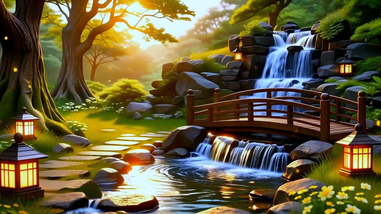 Relaxing Piano Music & Water Sounds, Deep Sleeping Music - Meditation Music,Water Fountain, Bamboo.