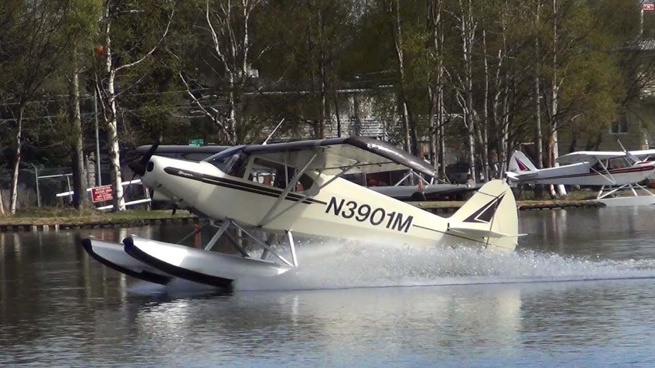 Piper PA12 Float Float Plane landing in Lake Hood, Alaska. YouTube