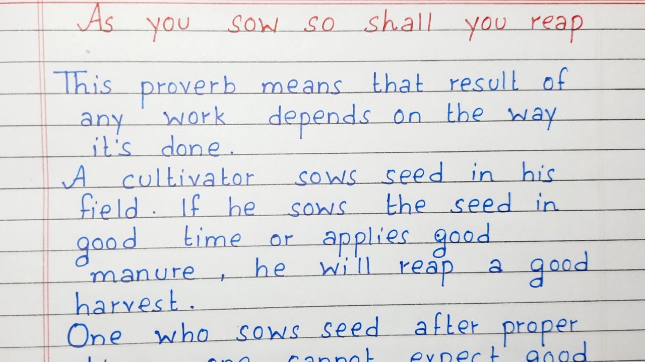 we reap what we sow essay